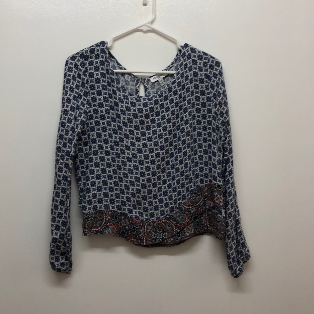 Printed long sleeve top